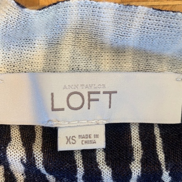 LOFT Navy Blue and White Lightweight Open-Front Cardigan Women’s XS Extra Small - Picture 5 of 6